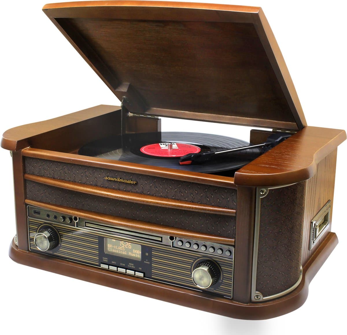 Soundmaster NR565DAB - Nostalgisch stereo muziekcenter met DAB+, bluetooth, platenspeler, CD en cassettespeler — afbeelding 1