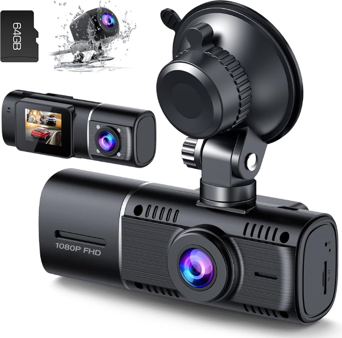 Dual Dashcam - Voor En Achter Auto Beelden Vastleggen - Leg Verzekerings Bewijs Automatisch Vast - 1080P Camera - Full HD - Met SD Kaart — afbeelding 1