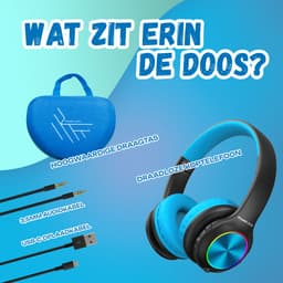 PowerLocus PLED Draadloze Koptelefoon Over-Ear voor Kinderen - LED lampjes - met Microfoon - Micro SD poort - Zwart/Blauw — thumbnail 5