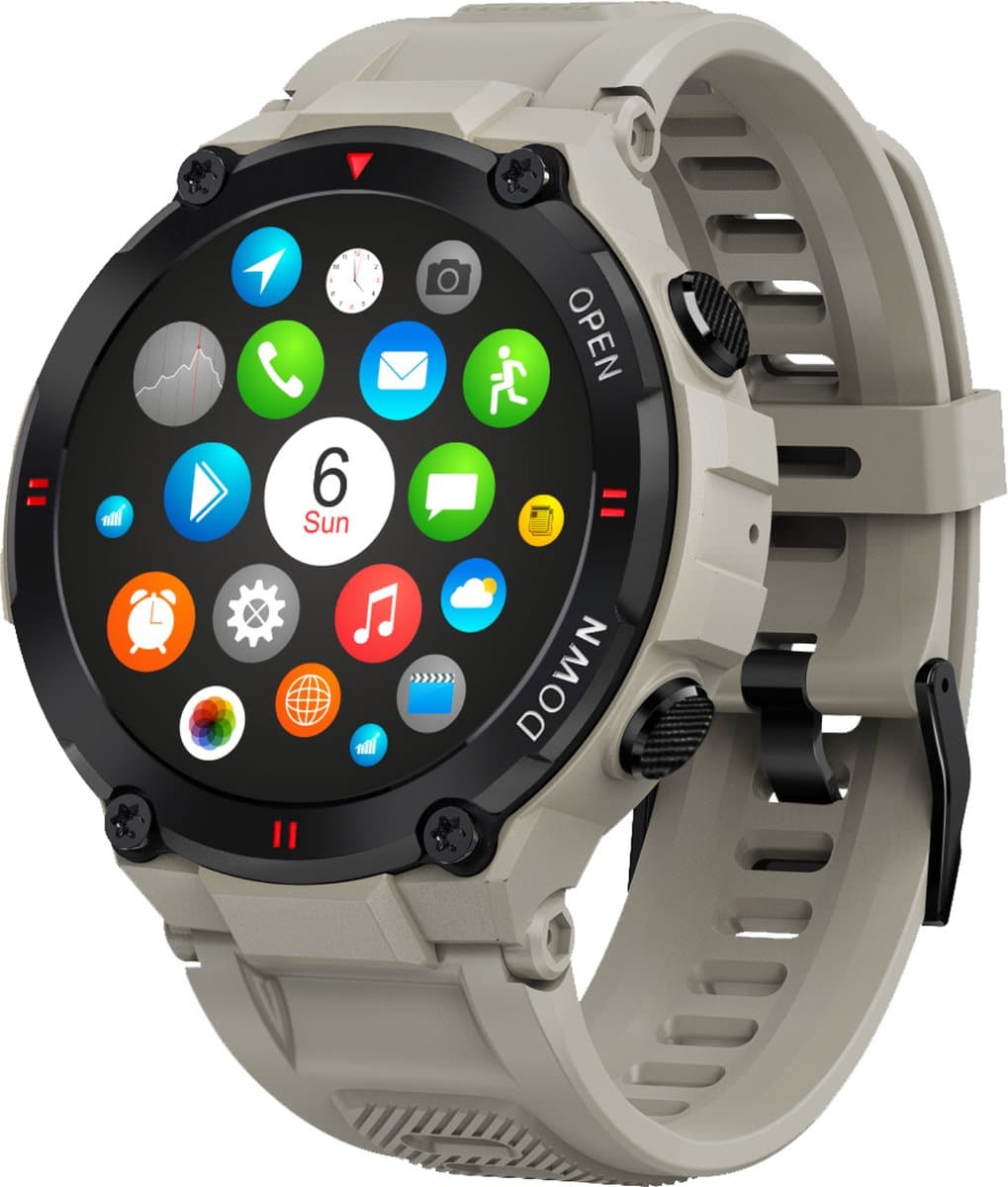 Nuvance Outdoor Smartwatch - 45 mm - IP67 Waterdicht - Bluetooth Smartwatch voor Dames en Heren - Smartwatches - Grijs — afbeelding 1