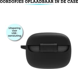 Somstyle Hoesje met Clip Geschikt voor JBL Wave Beam / Beam 2 / Wave 200TWS - Siliconen Case Cover voor Draadloze Oordopjes - Zwart — thumbnail 2
