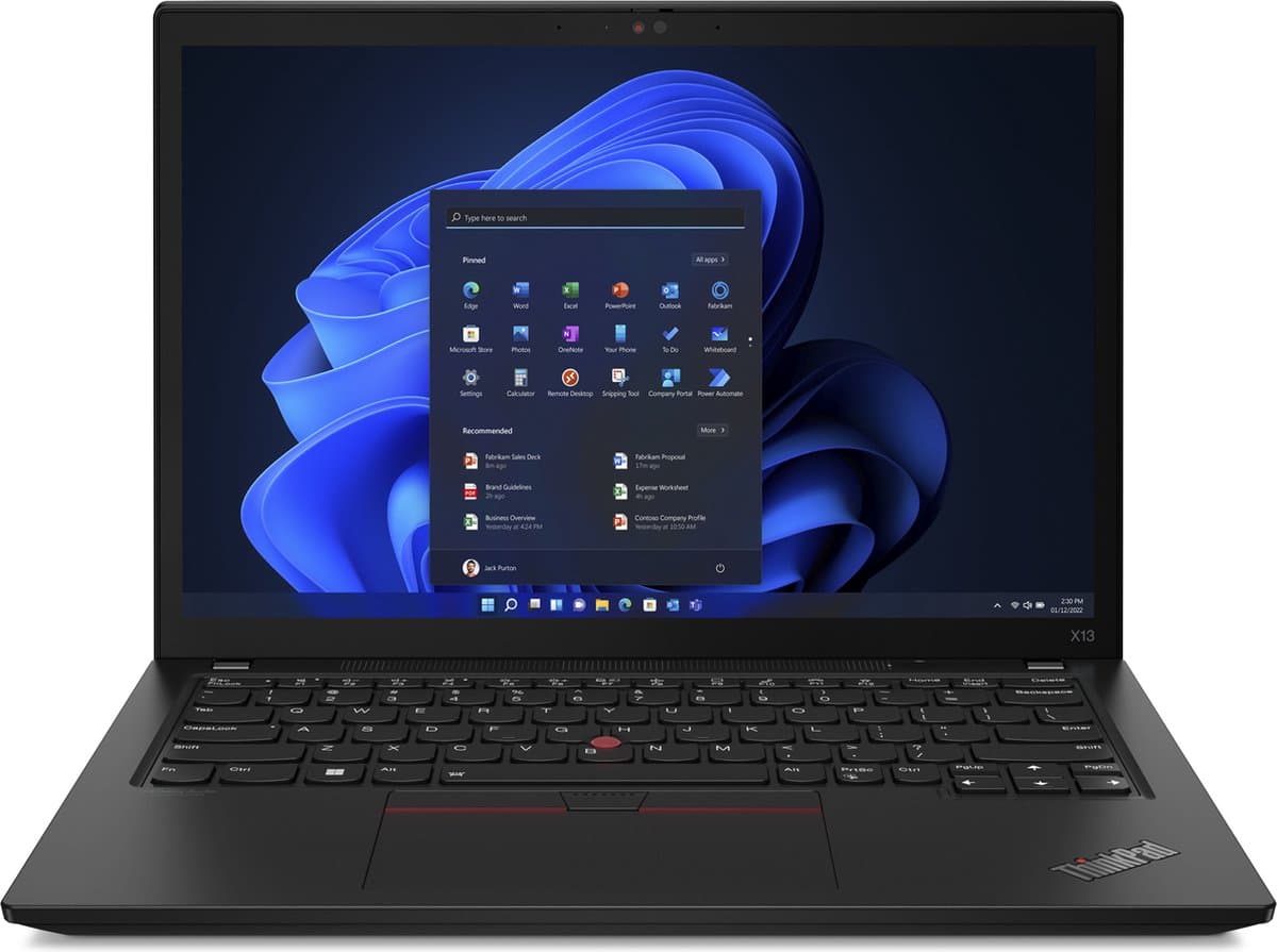 Lenovo ThinkPad X13 Gen 3 (Intel) Intel® Core™ i5 i5-1235U Laptop 33,8 cm (13.3") WUXGA 16 GB LPDDR5-SDRAM 512 GB SSD Wi-Fi 6E (802.11ax) Windows 11 Pro Engels Zwart — afbeelding 1