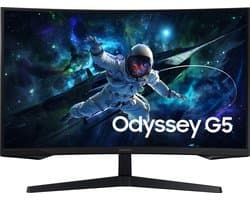 Samsung Odyssey G5 G55C - OHD-monitor 32" - 2560 x 1440 @ 165 Hz - VA - 300 cdm² - 1ms - 16:9 - 1x HDMI, 1x DisplayPort - zwart
