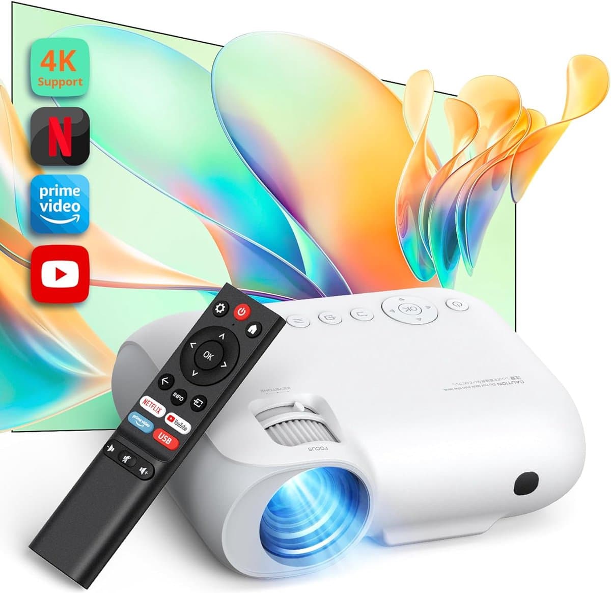 Draagbare Projector - WiFi en Bluetooth - Thuisbioscoopkwaliteit - Beeld en Geluid - Draadloze Connectiviteit - Projector voor Entertainment - Gemakkelijk te Gebruiken - Compact en Draagbaa — afbeelding 1