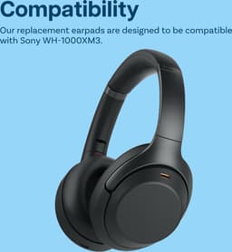 MMOBIEL Oorkussens voor Sony WH-1000XM3 Noise Cancelling Hoofdtelefoon - Memory Foam en Protein PU Koptelefoon Oorkussens - Noise Isolation Hoofdtelefoon Earpads – Zwart — thumbnail 3