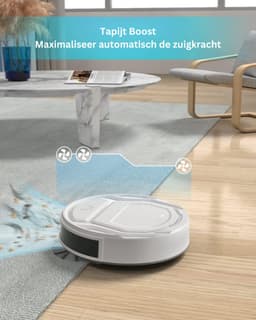 2-in-1 Robotstofzuiger met Laadstation - Met Dweilfunctie (Excl. Dweilaccessoires) - 3.0 Technologie - 120 min. - Robotstofzuigers - Dweilrobot - Huisdieren - Stofzuiger - Spraakbesturing & App - Beige — thumbnail 4