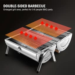 Roestvrijstalen klapgrill met dubbel grilloppervlak - 34 x 215 cm - voor outdoor koken en picknick — thumbnail 5
