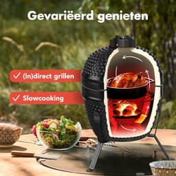 KitchenBrothers Kamado BBQ - 13 Inch Houtskool Barbecue - 27⌀ cm - PFAS-vrij - Egg BBQ - Vaderdag Cadeau - Zwart — thumbnail 4