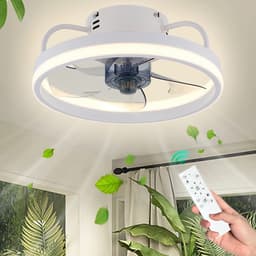Ventilator Lamp - Plafondventilator - Wit - Smart Lamp - Met Dimmer - 3 Standen Ventilator - Keuken Lamp - Woonkamerlamp - Moderne lamp — thumbnail 1