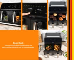 Luxe Dubbele Airfryer – Duo Heteluchtfriteuse – 2 Onafhankelijke Kookzones – 10 Kookprogramma’s – 7,6L Capaciteit – Modern Design – 1700W – Zwart — thumbnail 5