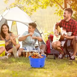 Uten Emmer mini bbq houtskool - Barbecue houtskool - Houtskoolbarbecues - Camping barbecues- Barbeque - Grilloppervlak (L x B) 27.5 x 27.5 cm - Blauw — thumbnail 2