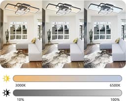 LuxiLamps - Moderne Plafondlamp LED Ventilator - Dimbaar Met Afstandsbediening & App - Zwart - Smart Lamp - LED Kroonluchter Ventilator - 72 cm — thumbnail 3