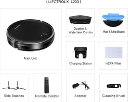 Liectroux L200 - Robot Stofzuiger met Dweilfunctie - 4000Pa Zuigkracht - Wifi App Bediening of Afstandsbediening - Stofzuiger Robot — thumbnail 5