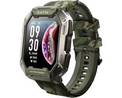 Tijdspeeltgeenrol - Army smartwatch Groen/Cameo - Stappenteller - Hartslagmeter - Bloeddrukmeter - Bluetooth - Waterdicht - Gezond - Fitness -
