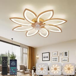 8 Sterren Plafondlamp Met Ventilator - Goud - Met Afstandsbediening - Smart lamp - Dimbaar Met App - 6 Standen Ventilator - Woonkamerlamp - Moderne lamp - Plafoniere — thumbnail 3