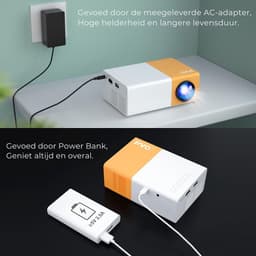 ALLGoods. Draagbare Beamer - Mini Beamer 4K - Projector Scherm – 4K Support – tot 170 Inch – LED Full HD - Home Cinema - Mini Projector - met Afstandsbediening - Wit/Geel — thumbnail 4