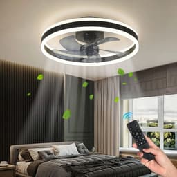 Ventilator Lamp - Smart Lamp - 6 Standen - Dimbaar - Zwart - Kroonluchter Ventilator - Chandelier Fan - Woonkamer Lamp - Ventilator Lampen — thumbnail 5