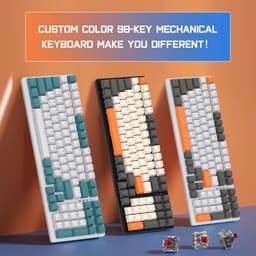 Fuegobird K3 Mechanisch Gaming Toetsenbord - 100keys - Rood Switch - QWERTY - Mechanical RGB Backlight Keyboard - WaterGreen — thumbnail 3
