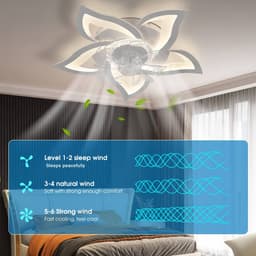 Plafondventilator met led verlichting - afstandsbediening - dimbaar - bloem - zwart - woonkamer - slaapkamer - keuken - 64 cm — thumbnail 1