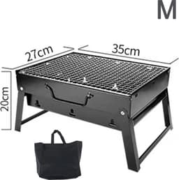 Barbecue Houtskool - Opvouwbare BBQ - Compact - Inklapbare Grill Met Rooster - Camping - Tafel - Strand - Zomer - Picknick - Rechthoekig - Roestvrij Staal - Zwart - 35x27x20 cm — thumbnail 2