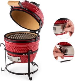 Princesize Kamado BBQ keramische barbecue roestvrij staal grillrooster smoker BBQ rood — thumbnail 2