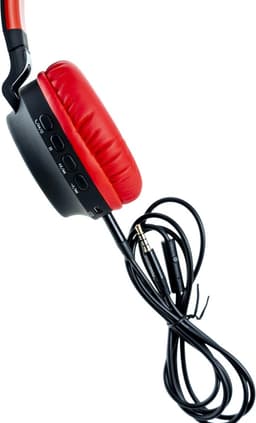 PowerLocus Buddy Draadloze On-Ear Koptelefoon voor Kinderen, LED lampjes, 85db Limiet, met Microfoon, Micro SD poort - Zwart/Rood — thumbnail 3