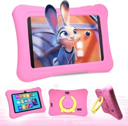 Kindertablet vanaf 3 jaar – Tablet voor Kinderen met Kinderhoes – 7 Inch – 32 GB – 4500 mAh Batterij – 2 GB Werkgeheugen – Android 11 – Roze — thumbnail 1