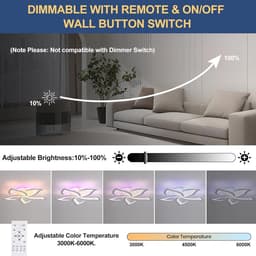 Dimbare LED Plafondlamp met Afstandsbediening voor Slaapkamer en Woonkamer — thumbnail 3