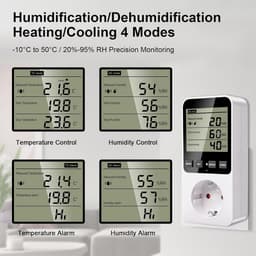 Digitale Temperatuur en Vochtigheidsregelaar met Timer en Alarm - Stopcontact Thermostaat Hygrostaat — thumbnail 3