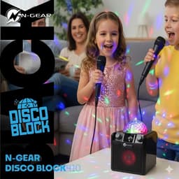 N-GEAR Disco Block 410 - Bluetooth Speaker - Karaoke Set - Party Box met Verlichting + 2 Microfoons - Zwart — thumbnail 2