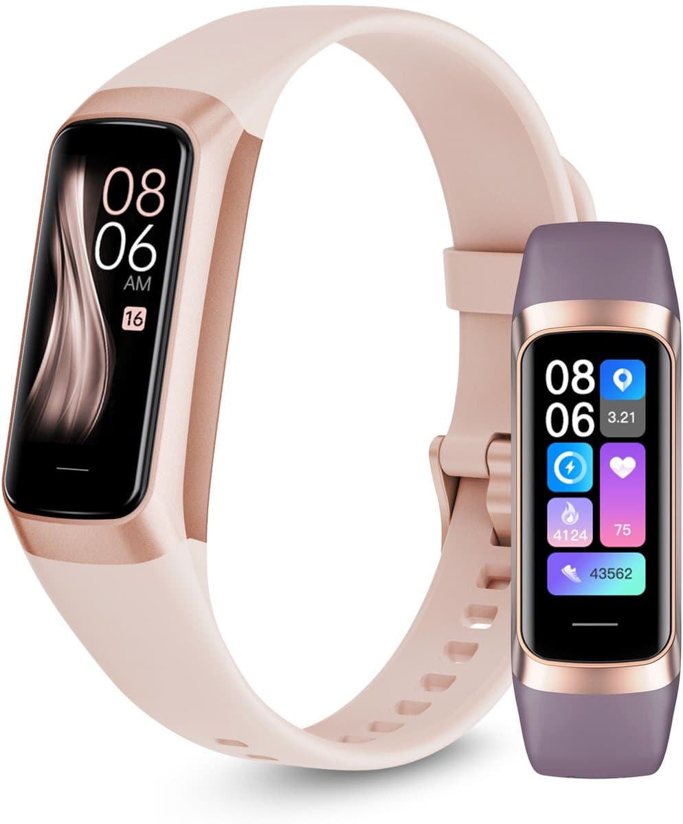 Siltcon® Vitéa Stappenteller Horloge - Activity Tracker - Hartslagmeter – Bloeddrukmeter - Slaapmonitor - Saturatiemeter – Sporthorloge – Smartwatch Dames, Heren & Kinderen - Geschikt voor iOS/Android - RVS - Elke pols - Incl. 2 Bandjes — afbeelding 1