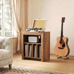 Tribesigns Platenspeler Meubel - Platenspeler-Standaard - Grote Houten Vinyl Platentafel met Ruimte voor Meer dan 100 Albums, Industriële Platenspelerstandaard voor Woonkamer, Slaapkamer, Studio, Rustiek Bruin — thumbnail 1