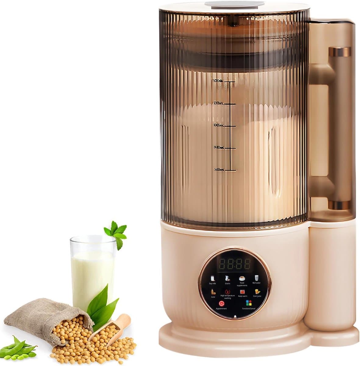 SnelShoppen - Automatische Notenmelk Machine 1500 ml, Geluidsarme Sojamelk Maker met 12 Bladen, Smoothie en Sapmachine, Voor Keuken, Met Schoonmaak- e — afbeelding 1