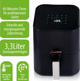 Smart Kitchen Heteluchtfriteuse 3.3L Kleine Airfryer voor Compacte Keukens – Mini Aircooker met LED Touch Display, 9 Programma’s, Automatische Uitschakeling | Gezond Frituren met 90% Minder Olie Airfryer Klein & Elektrisch met Kajal Sticker — thumbnail 2