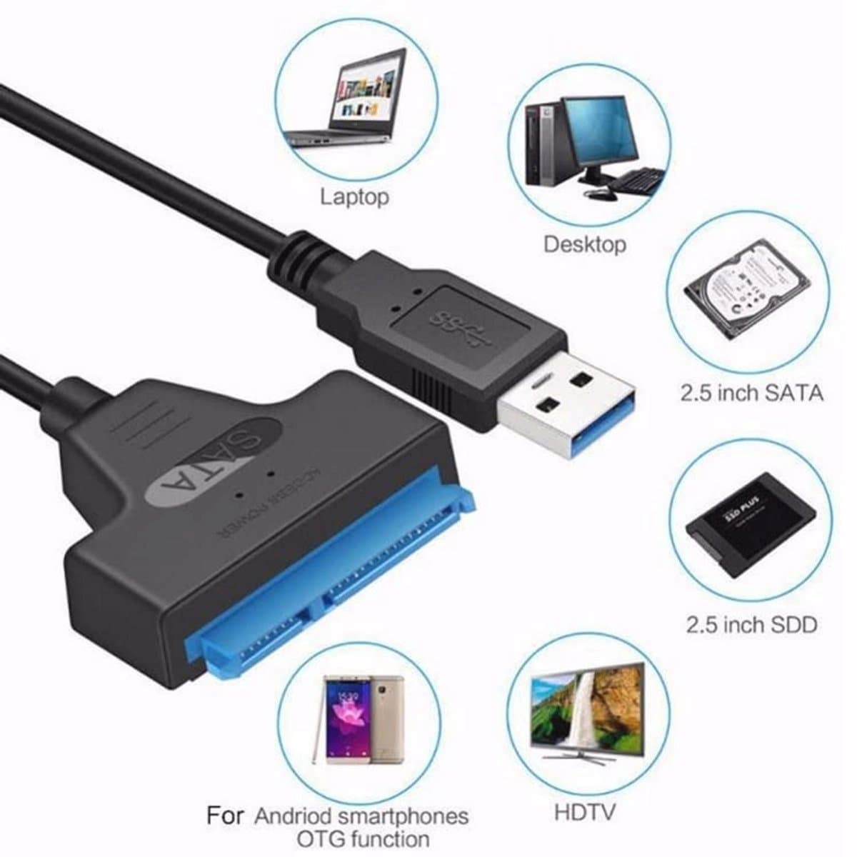 USB 3.0 naar SATA-adapter voor externe 2,5-inch SSD — afbeelding 1