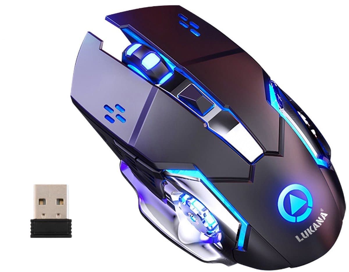 Lukana - Draadloze Gaming Muis - Oplaadbaar - Ergonomisch - Links & Rechtshandig - 1600 DPI - Zwart — afbeelding 1