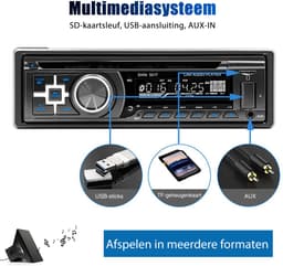 ESSGOO Autoradio met CD speler - Bluetooth - MP3-speler - USB AUX Bluetooth - Handsfree bellen - FM Radio - enkel 1 DIN — thumbnail 2