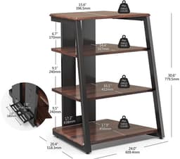 FITUEYES HiFi-meubel - Hoogteverstelbare planken - 78 cm hoog - Verstelbare voetjes - Walnootkleur — thumbnail 2
