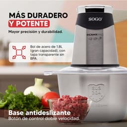 Food hakker 1.8L 500W met dubbele snelheid en veiligheidssysteem — thumbnail 2
