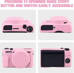 Siliconen camerahoes - Beschermhoes - Camerabeschermingshoes - Compatibel met Canon G7X Mark III camera - Roze — thumbnail 2