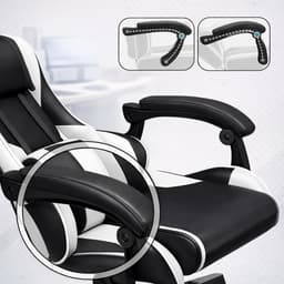 Bayt Gamestoel - Gaming chair - Gamingstoel - Verstelbare rugleuning - Comfortabele game stoel - Zwart en wit — thumbnail 4