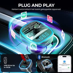 Carify® Bluetooth Transmitter - FM Transmitter voor auto - Carkit - Bluetooth Receiver - Autolader USB-C Snellader - BT 5.3 - 30W Supersnel Opladen - 2026 Model - Deluxe — thumbnail 3