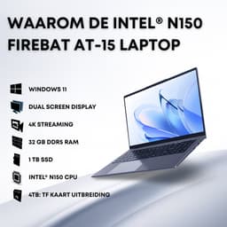 Firebat Laptop AT15 - 15,6 inch - Intel N150 - 16GB RAM - 1TB SSD - 1920*1080 - Windows 11 - Verlicht Geïntegreerd Numpad — thumbnail 4