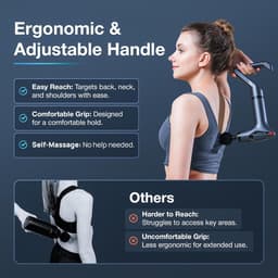 3-in-1 massagepistool - verlengde handgreep en riem - 12 versnellingen - 4 verwisselbare koppen - ideaal voor sporters, fitnesscentra, ouderenzorg - rugmassage voor de taille - verlengde handgreep - diepe weefselmassage — thumbnail 4