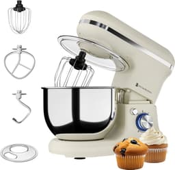 KitchenBrothers 1200W Keukenmachine - Keukenrobot - 5L - Mixer met Mengkom - BPA-vrij Keukenmixer - Champagne — thumbnail 1