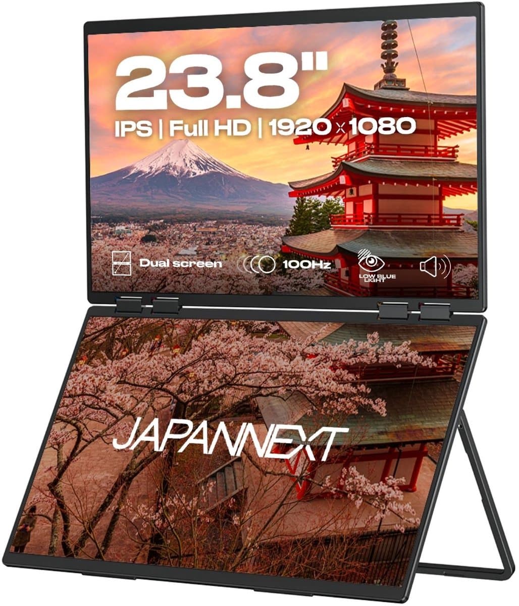 JAPANNEXT Dual Portable Monitor 23.8"(x2) IPS Full HD (1920x1080) 100Hz | JN-DMD-IPS238F-C4 — afbeelding 1