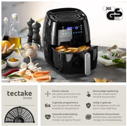 tectake® Airfryer - Heteluchtfriteuse, Airfryer, Touchscreen Display, div. Programma's, Airfryer Zonder Vet en Olie, Vaatwasmachinebestendig, Met Accessoires Receptenboekje (HF-3019TS-D Yaiza) — thumbnail 2