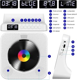 Vizual CD Speler - Compact 3-in-1 met CD, Radio en Bluetooth – 2 stuks - Draagbare CD-Speler met HiFi Speakers, FM Radio, LCD Scherm en USB ingang — thumbnail 2