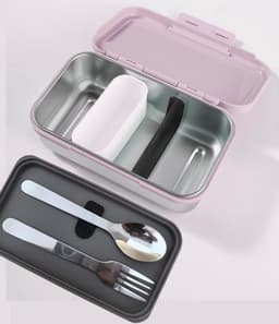 Lekvrije RVS Lunchtrommel met Vakken - Magnetronbestendige Broodtrommel 800ml — thumbnail 4