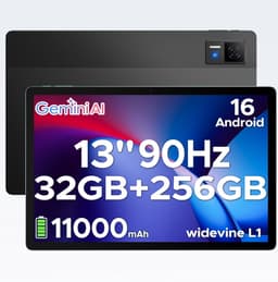 DOOGEE U13 - Tablet - 32GB RAM + 256GB ROM/2TB - Android 16 - 13 inch 90Hz FHD - Gemini AI - 11000mAh/18W - 4 luidsprekers - 13MP + 5MP - 2.4G/5G WiFi - Widevine L1 - Bluetooth 5.0 - OTG - GPS - Face ID - Zwart — thumbnail 1